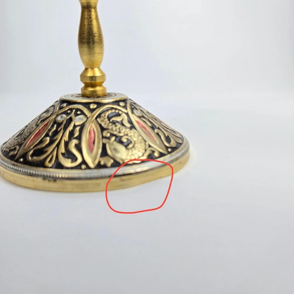 Vintage 10K Gold Gilded‎ 2-Arm Candelabra Russian Indian European Ornate  5.25